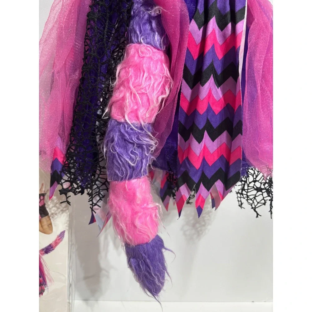 Spirit Sassy Cat Costume Kids Small 4-6 Pink Purple Excellent Chevron 4pc Set